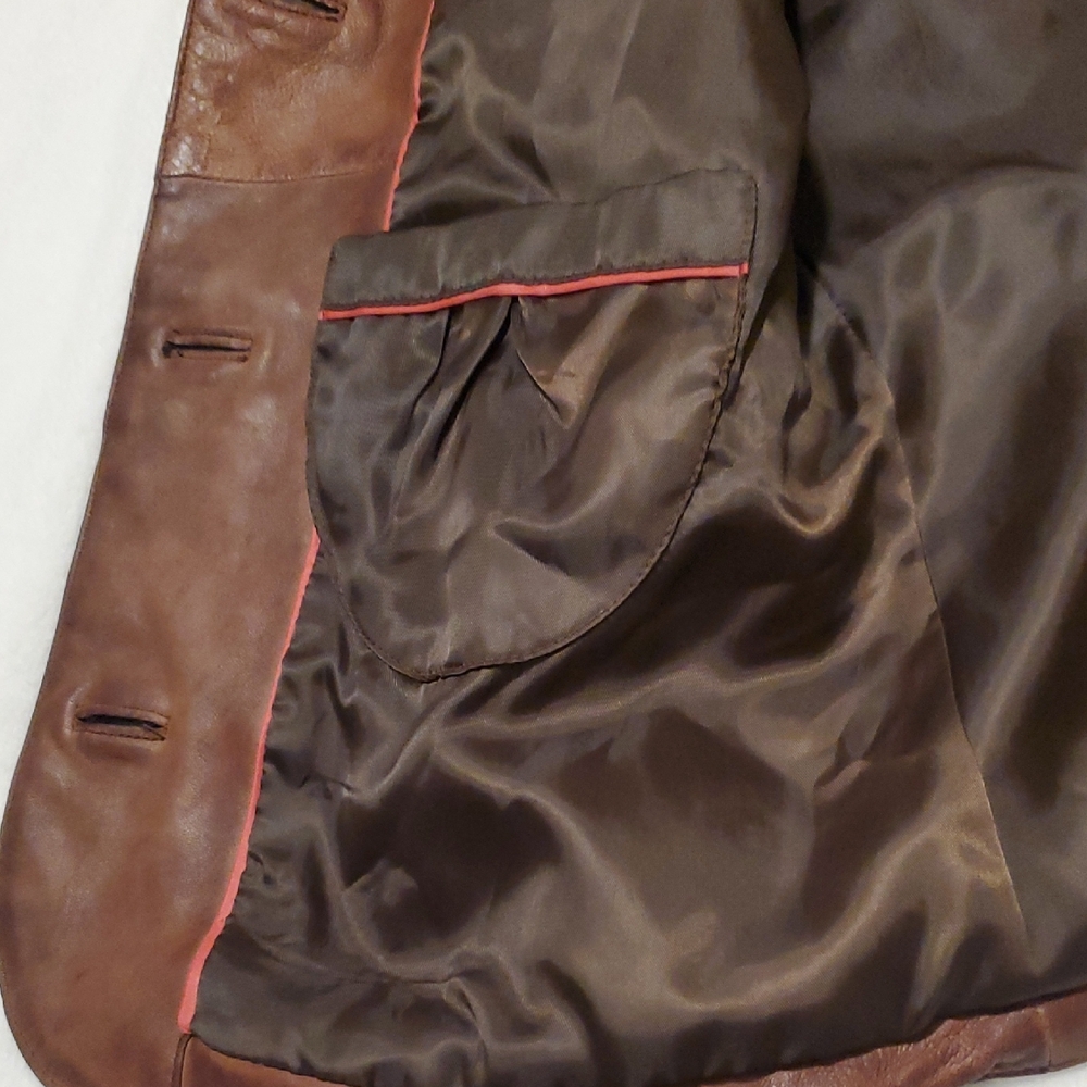Calvin Klein Brown Real Leather Women's Jacket - Picture 5 of 11